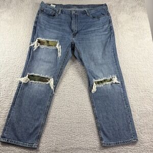 Levi 541 Jeans Mens 40x30 (Fits 40x27) Blue Distressed Camo Patchwork Customized